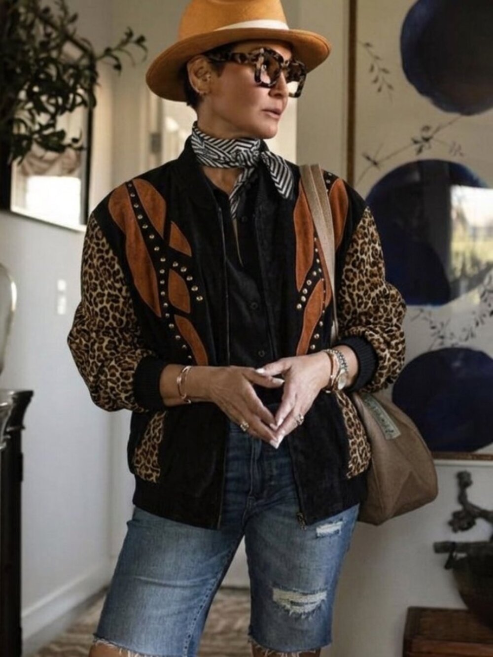 Black & Brown Leopard Accent Women’s Jacket